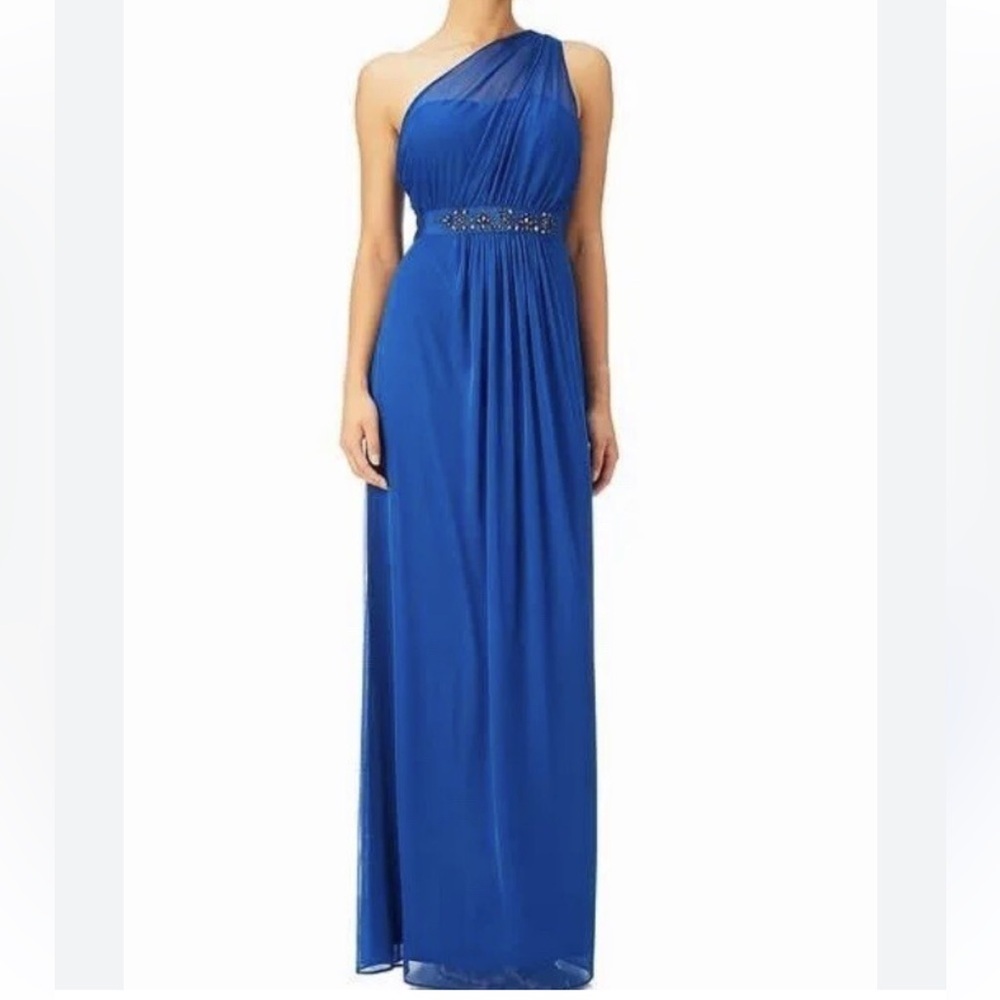 Adrianna Papell Embellished One-Shoulder Gown Royal Blue Size 2